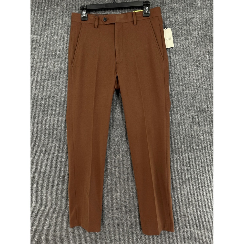 Alfani Dress Pants Mens 30W 32L Vicuna Brown NEW Slim Fit MKXEPQ3Z0131